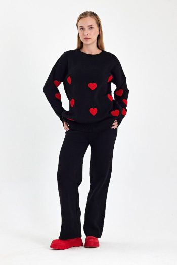 ΠΛΕΚΤΟ ΣΕΤ ΠΑΝΤΕΛΟΝΙ & ΜΠΛΟΥΖΑ ΜΕ ΚΑΡΔΟΥΛΕΣ