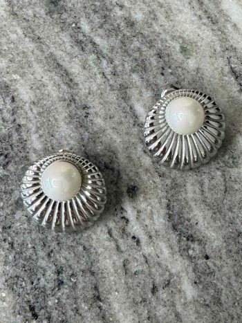 Γυναικεία Σκουλαρίκια Ασημί Με Πέρλα stainless