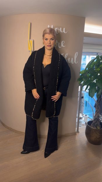 Jacket μαύρο με Leopard λεπτομέρειες