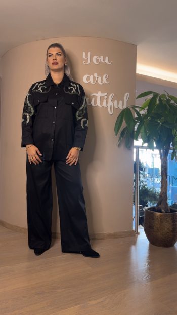 Σετ πουκάμισο κεντημένο με παντελόνι