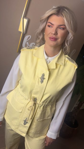 Denim Σετ Με Πέτρες Γιλέκο Παντελόνι
